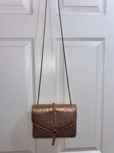 NWOT Lulus Gold Glitter Purse with Chain Accent