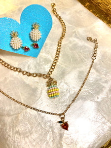 Fruity Anklet Set And Matching Earrings