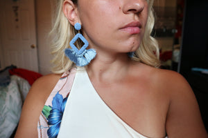 Blue Oversized Tassel Earrings